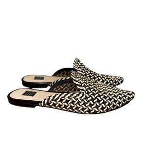 White House Black Market 2-Tone Woven Leather Pointed Flats Mules Women's 8M